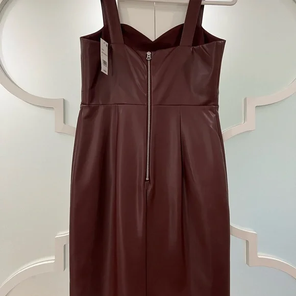 slim fit dress slacks Paige Denim Fiorella Faux Leather Midi Dress in French Press – Suite 201